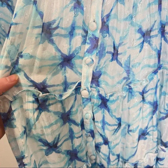 NWT Rococo Sand Volna Maxi Dress in Blue Multi Watercolor Floral Print xsmall - Picture 4 of 13